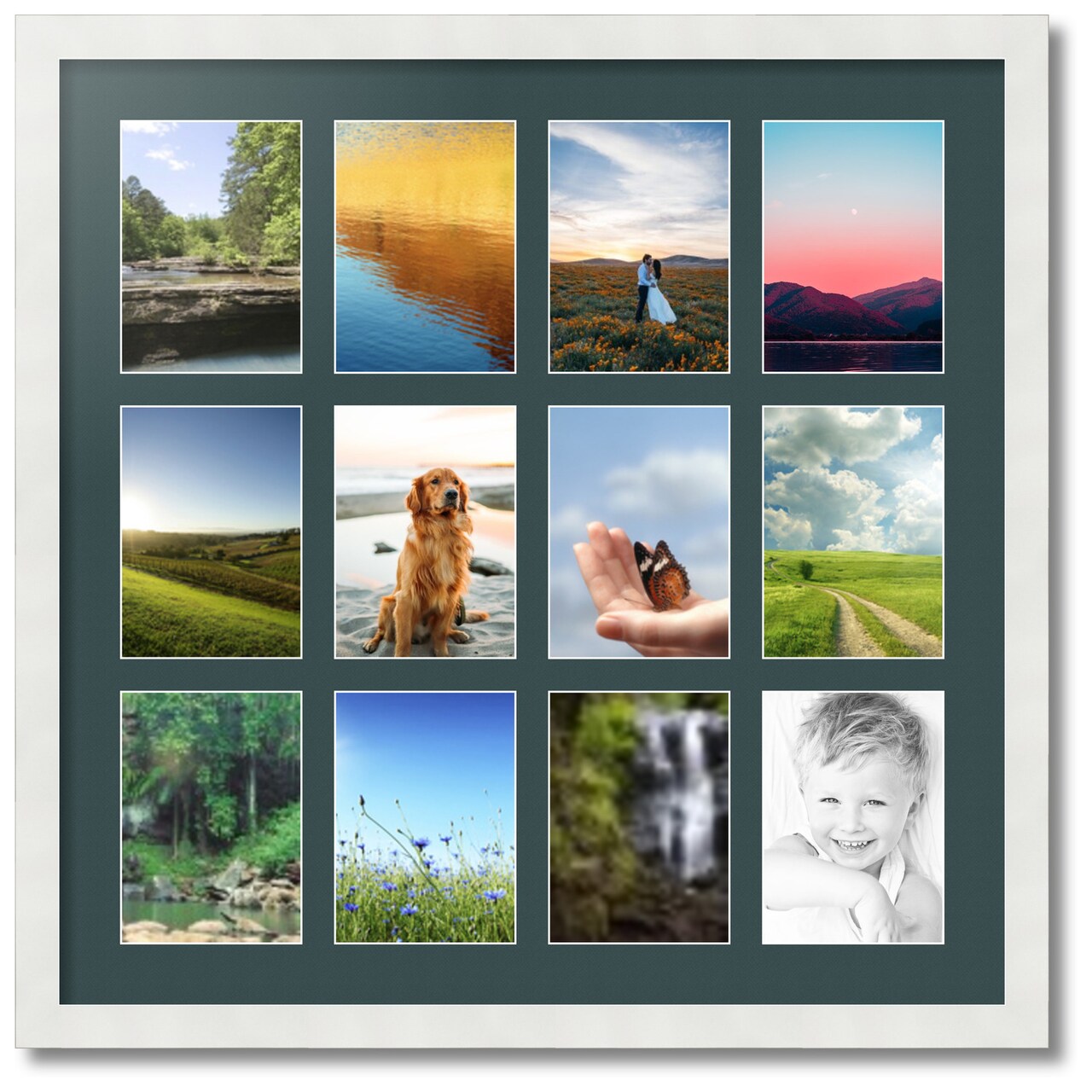 ArtToFrames Collage Photo Picture Frame with 12 - 5x7 inch Openings, Framed in White with Over 62 Mat Color Options and Plexi Glass (CSM-3966-229)